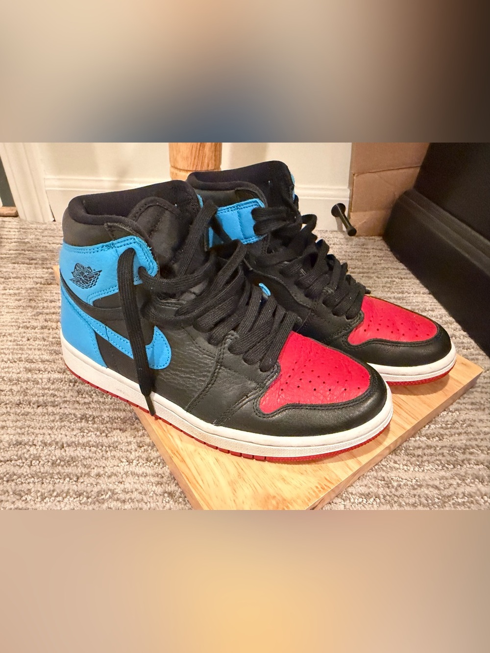 Nike Jordan Men's High-Top Sneakers in Black, Red & Blue